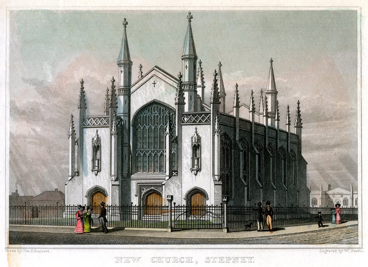 Yeni Kilise, Stepney, Londra, 1828. by William Deeble