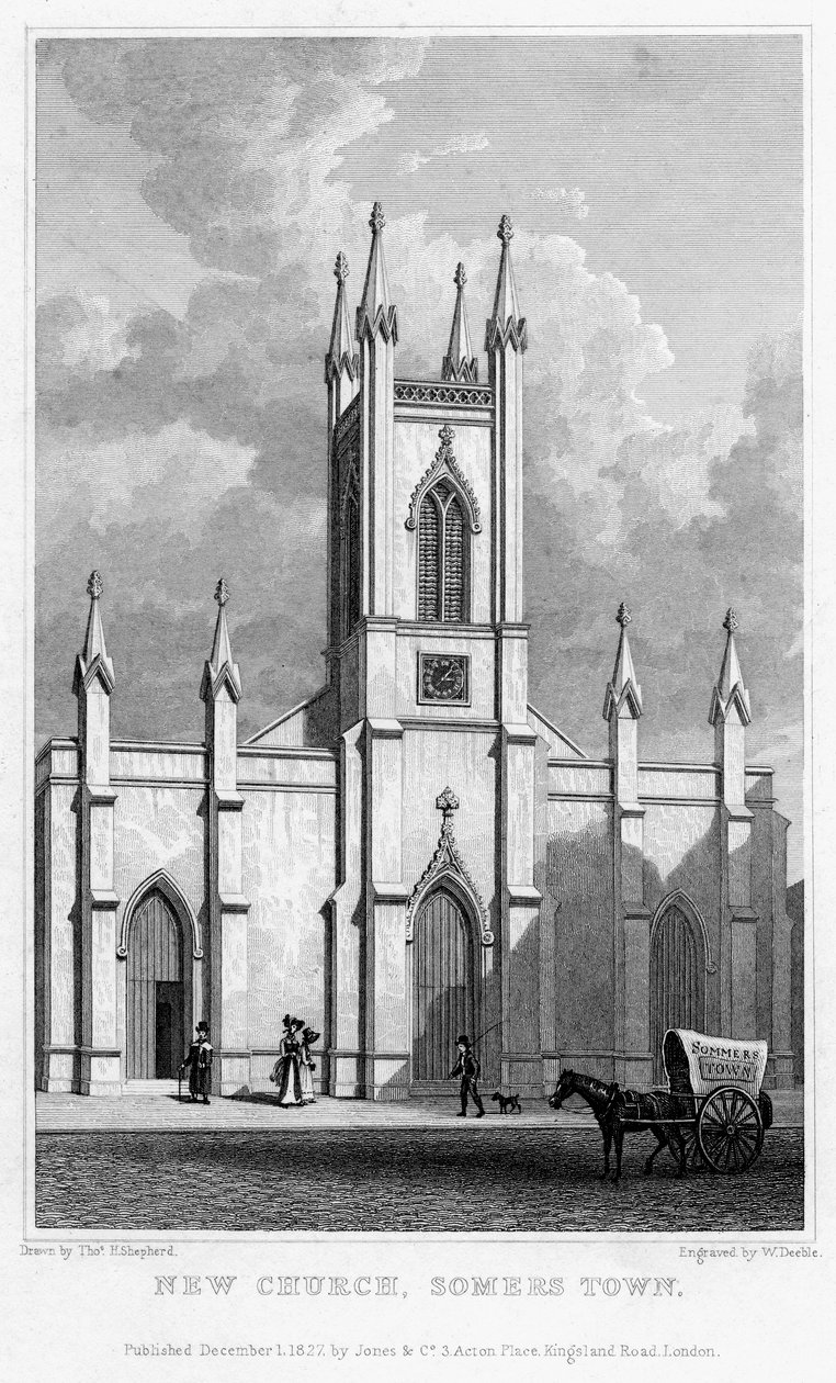 Yeni kilise, Somers Kasabası, Camden, Londra, 1827. by William Deeble