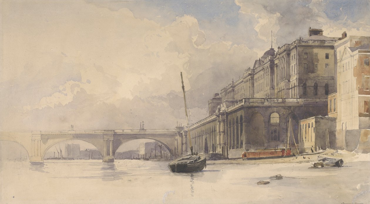 Somerset Evi ve Waterloo Köprüsü by William Edward Dighton