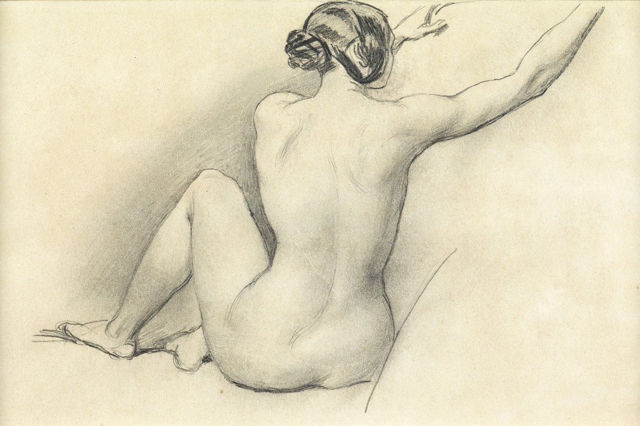 Oturmuş çıplak (kağıt üzerine kalem) by William Edward Frost
