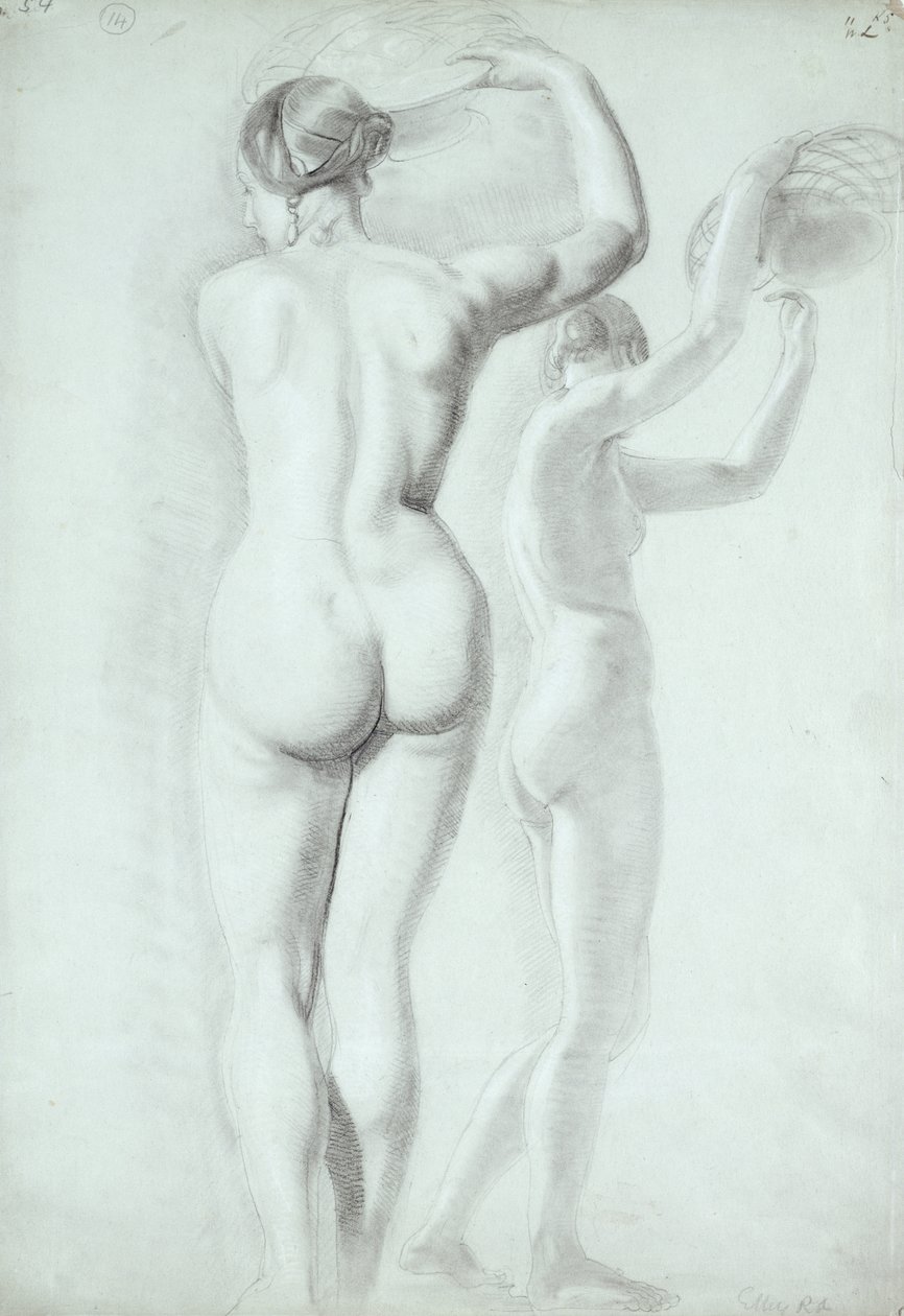 Figür çalışmaları (kağıt üzerine kalem) by William Etty