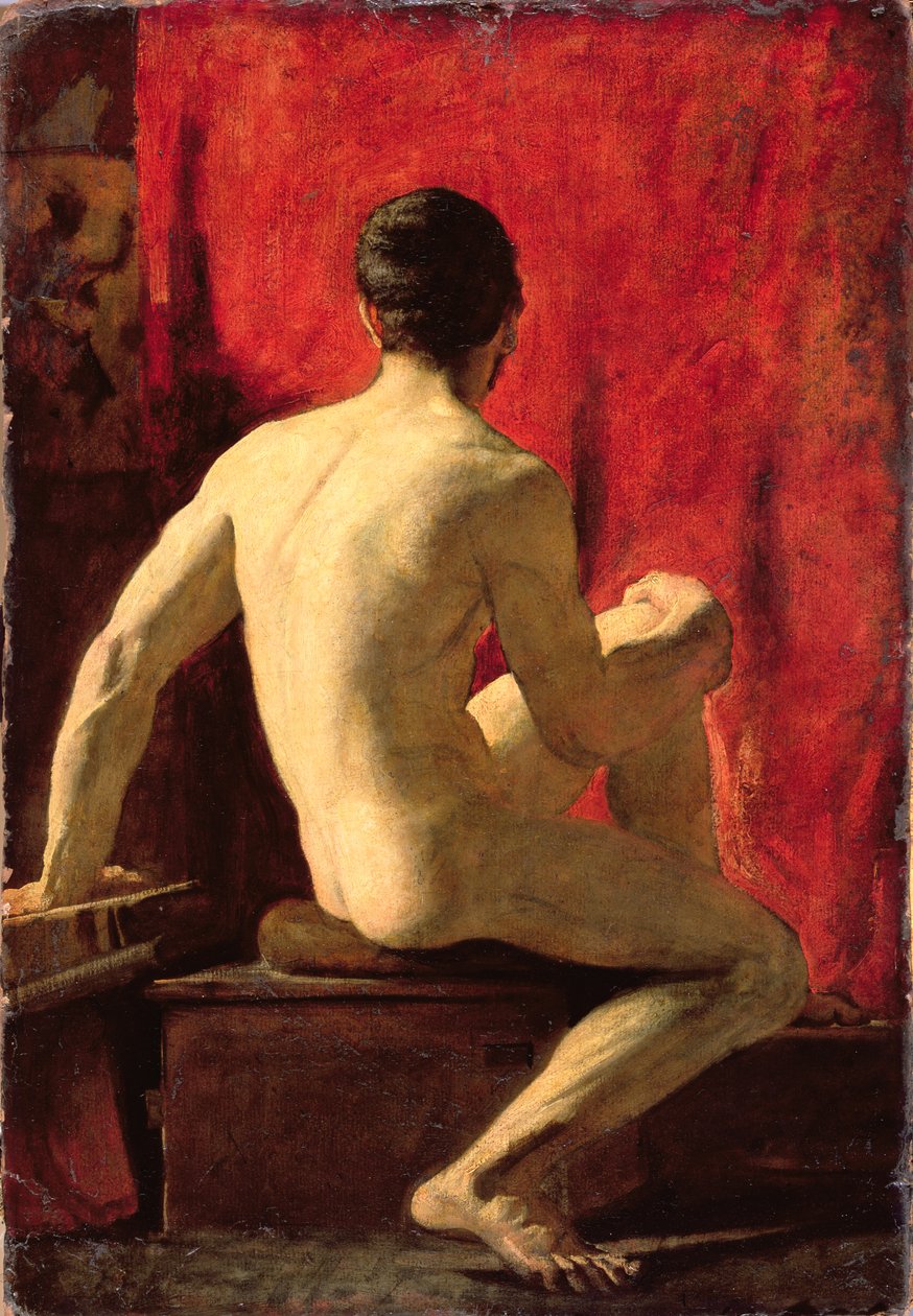 Oturan Erkek Model (mağaza üzeri yağlı boya) by William Etty