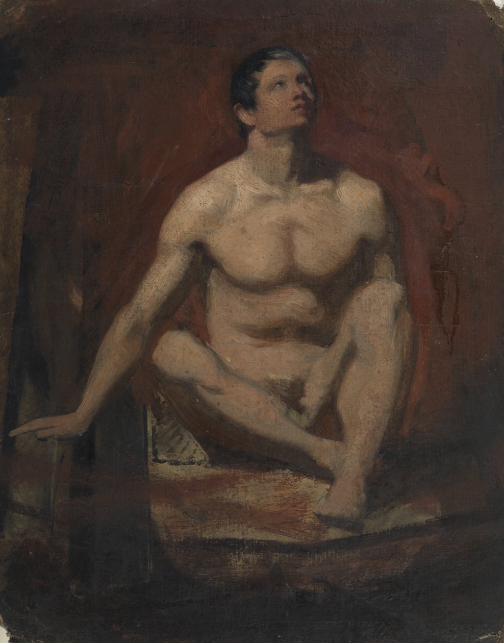 Oturan Erkek Çıplak, Önden Görünüm by William Etty