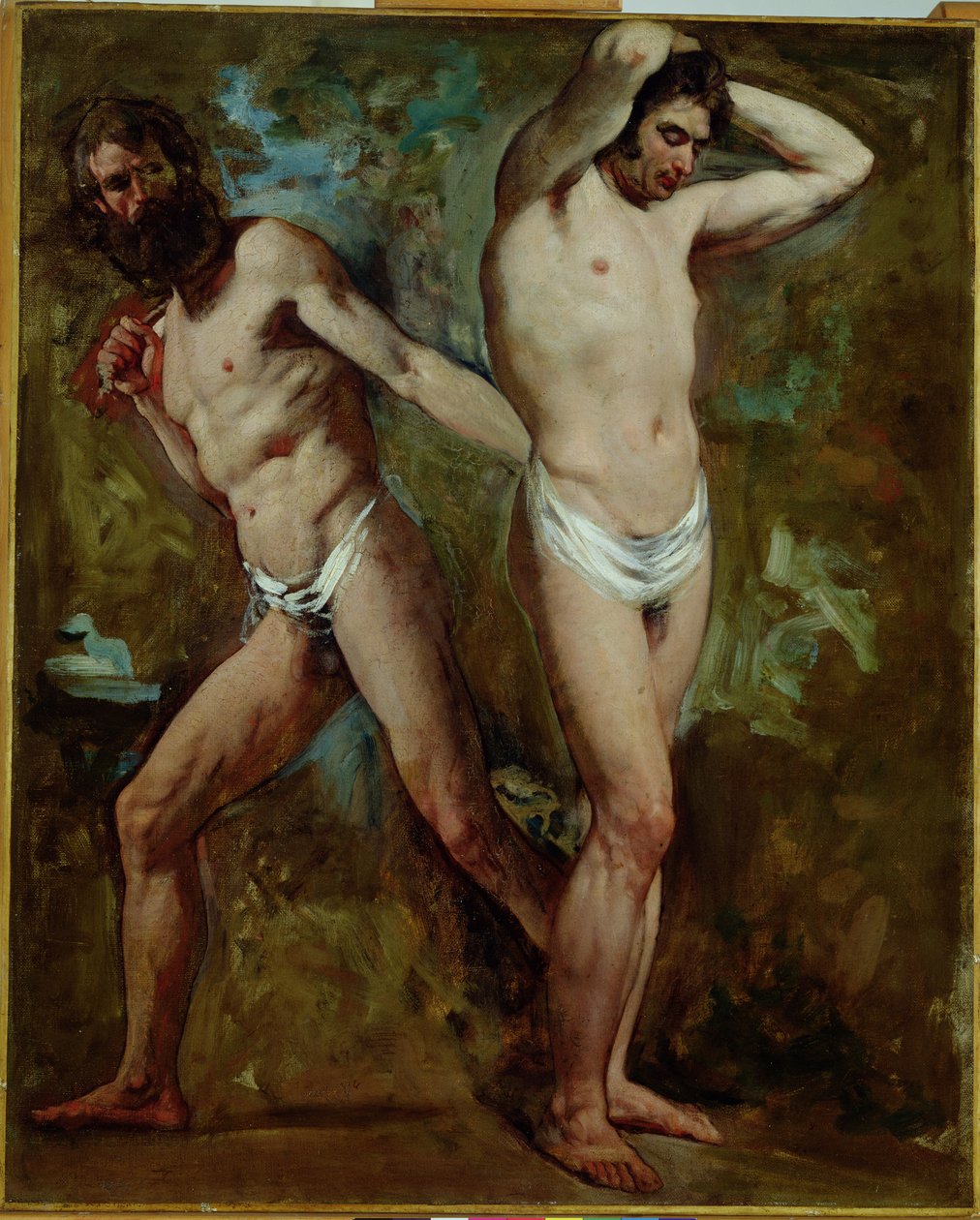 İki Ayakta Erkek Nü (tuval üzerine yağlı boya) by William Etty