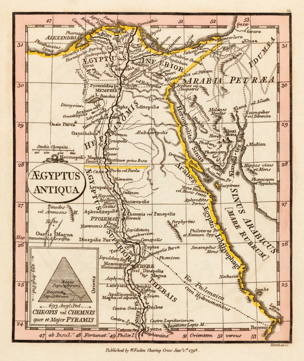 Antik Mısır. Harita. by William Faden