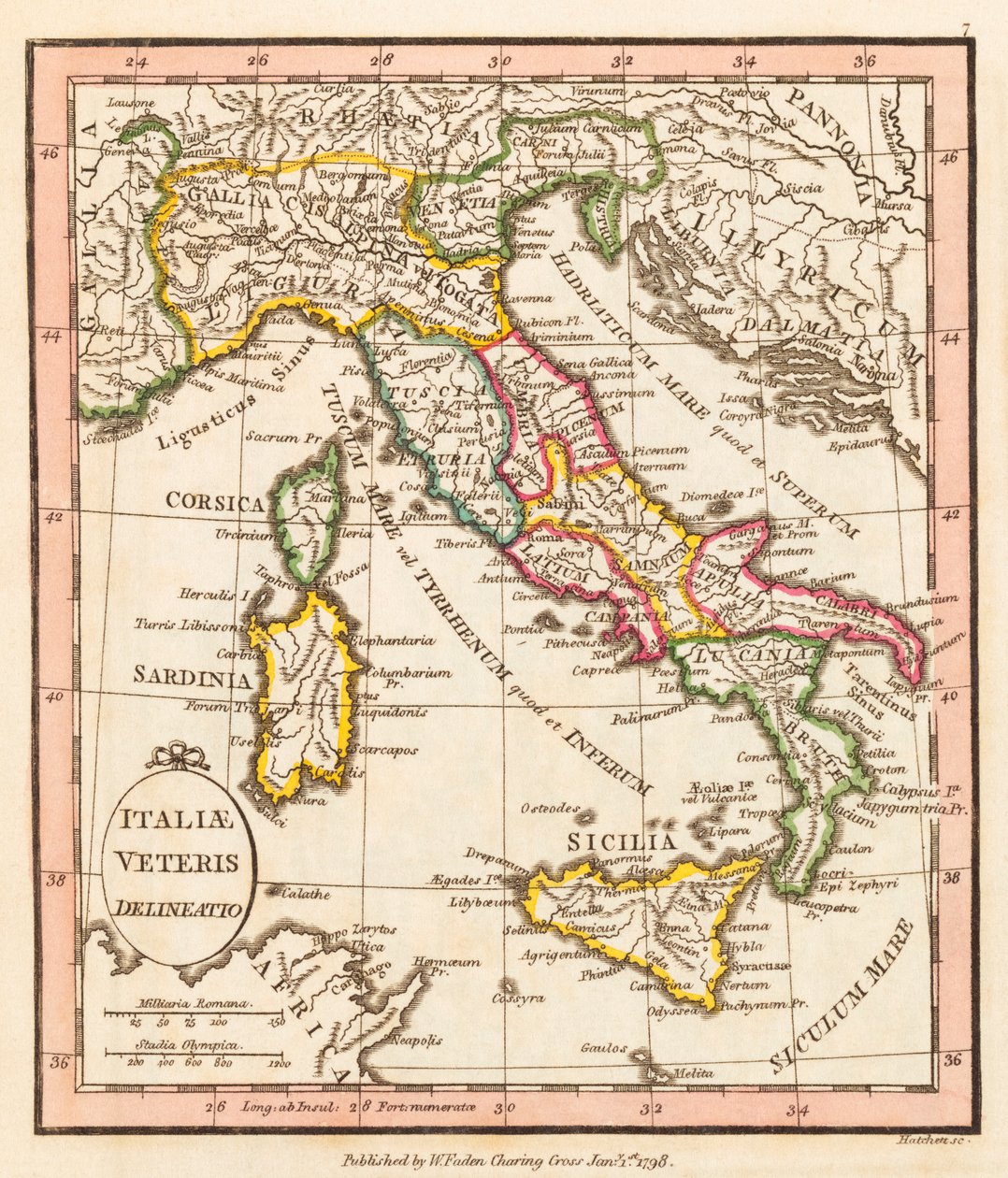 Antik İtalya. Harita. by William Faden