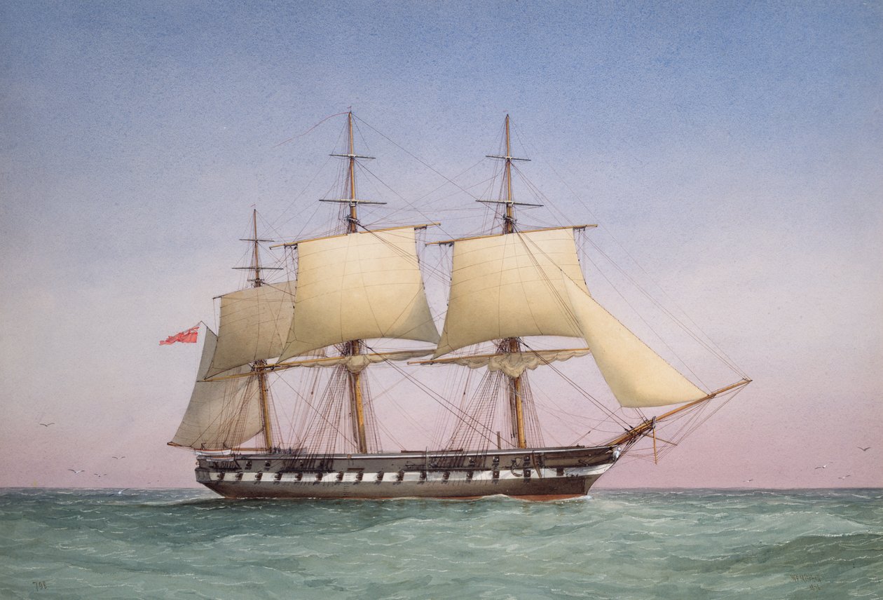 '50 silahlı Fırkateyn HMS 'Arethusa', 1876 by William Frederick Mitchell