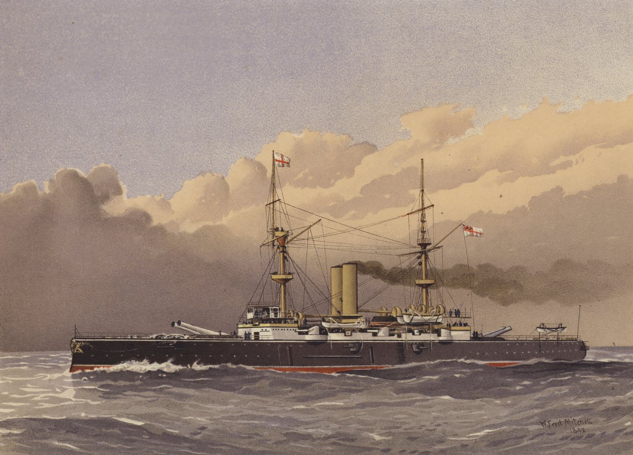 HMS Royal Sovereign, 1. sınıf zırhlı by William Frederick Mitchell