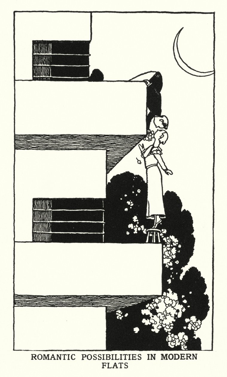 Modern Dairelerde Romantik Olanaklar (lito) by William Heath Robinson