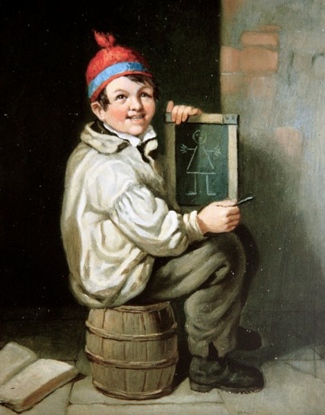 Okul çocuğu (tuval üzerine yağlı boya) by William Hemsley