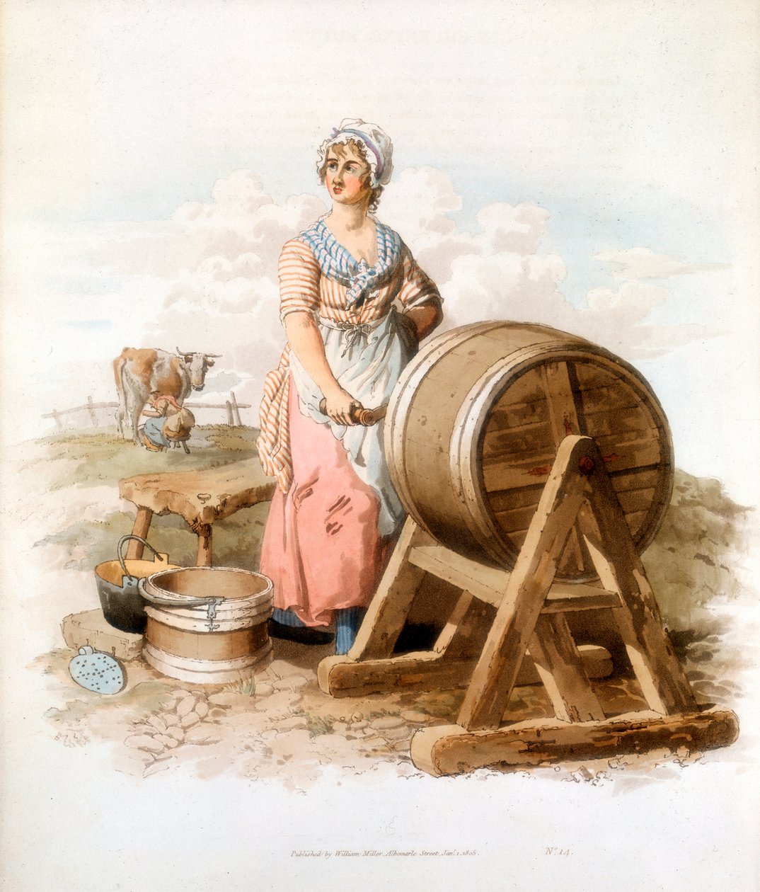 Tereyağı yapan kadınlar, 1808 by William Henry Pyne