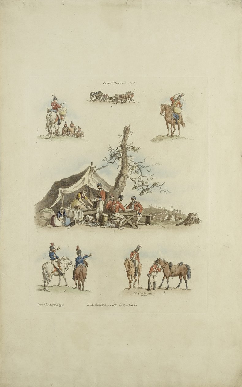 Kamp Sahneleri, 1803 (renkli gravür) by William Henry after Pyne
