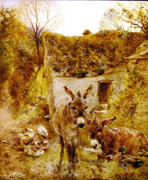 Çiftlik bahçesinde eşekler ve ördekler by William Huggins