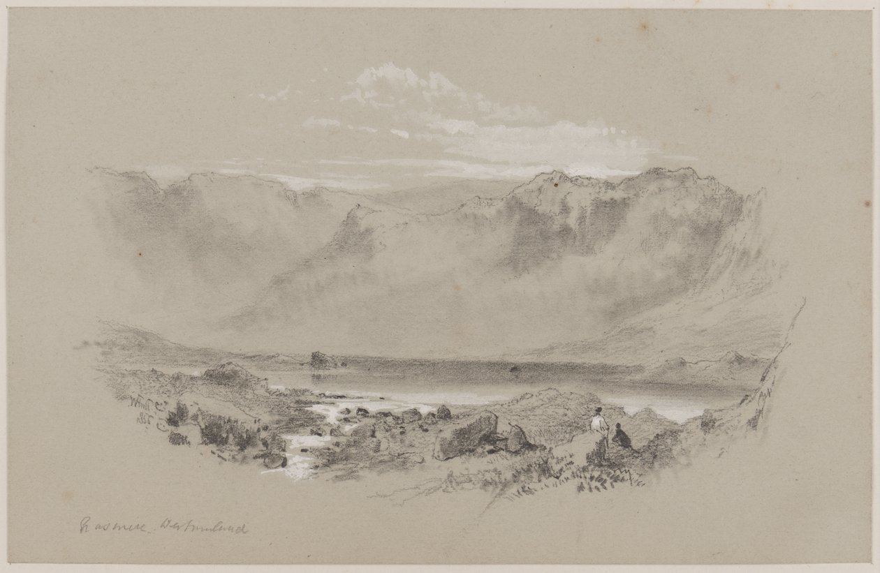 Grasmere, Westmorland (kağıt üzerine tebeşir ve guaj boya) by William Hull