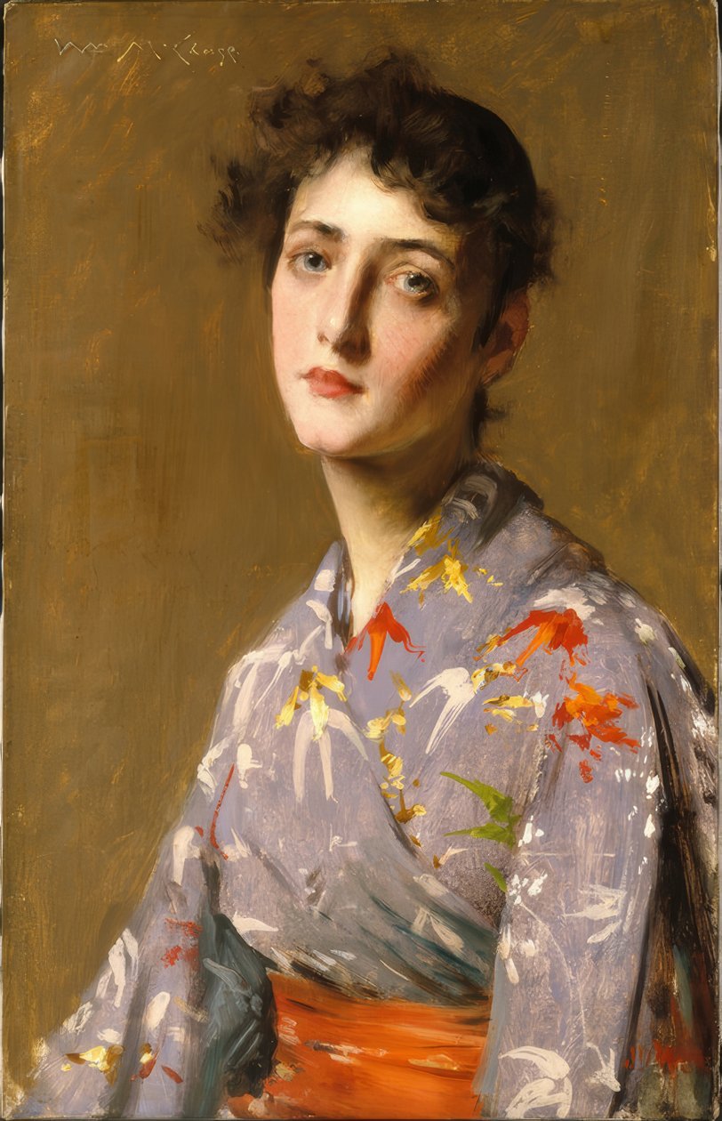 Japon Kostümlü Kız by William Merritt Chase