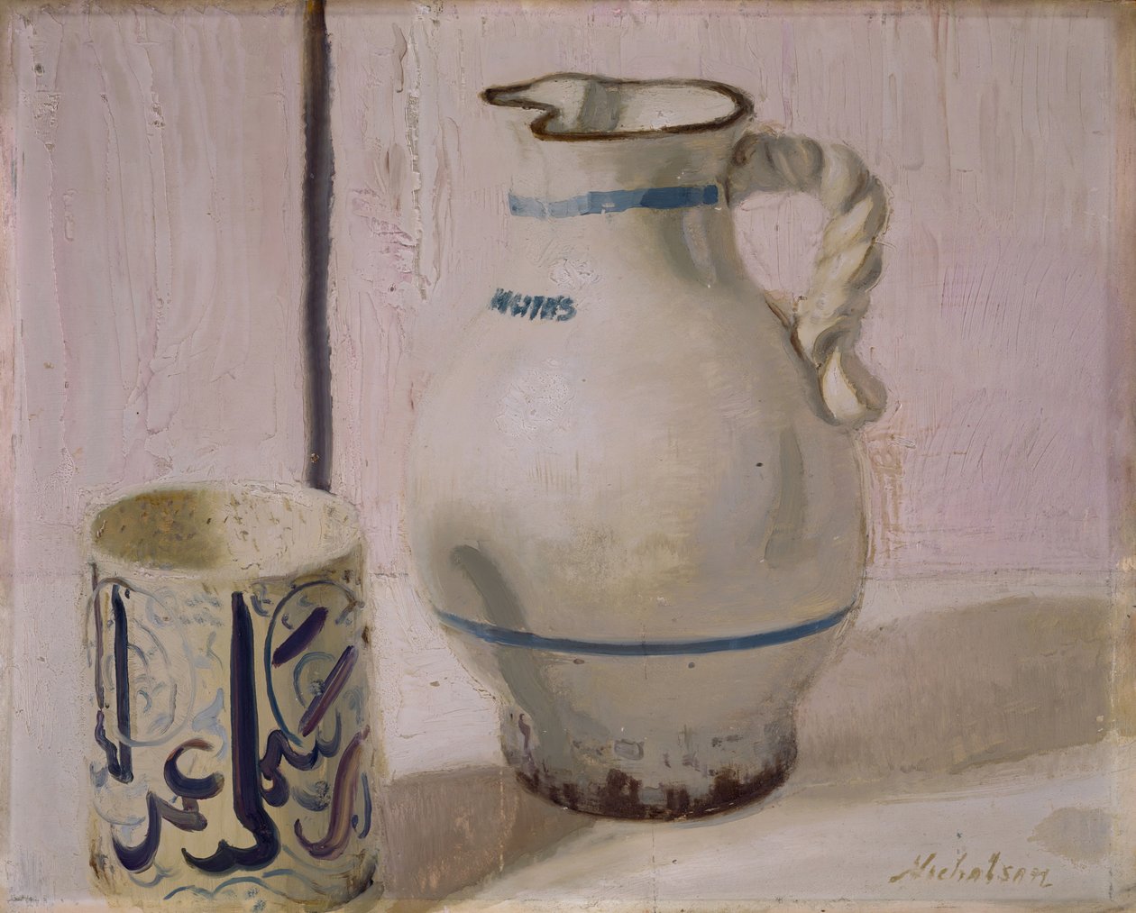 Sürahili Pembe Natürmort, 1935-36. by William Nicholson