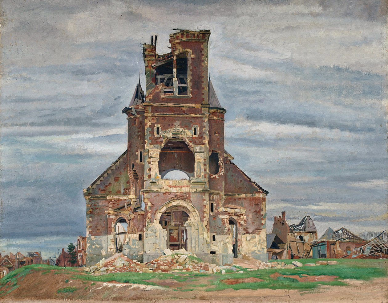 Bourlon'daki Kilise (tuval üzerine yağlı boya) by William Rothenstein