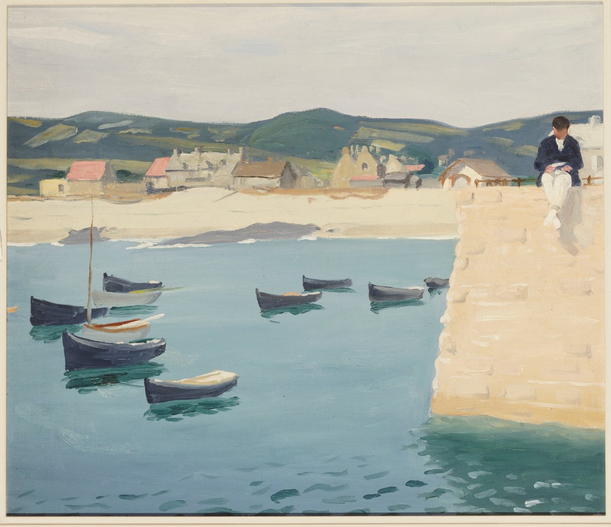 Bir Limanın Kıyısında Okuyan Çocuk by William Strang