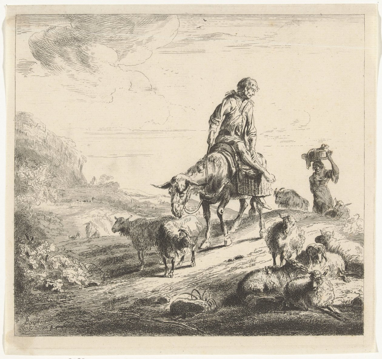 bir eşek üzerinde adam by William Young Ottley