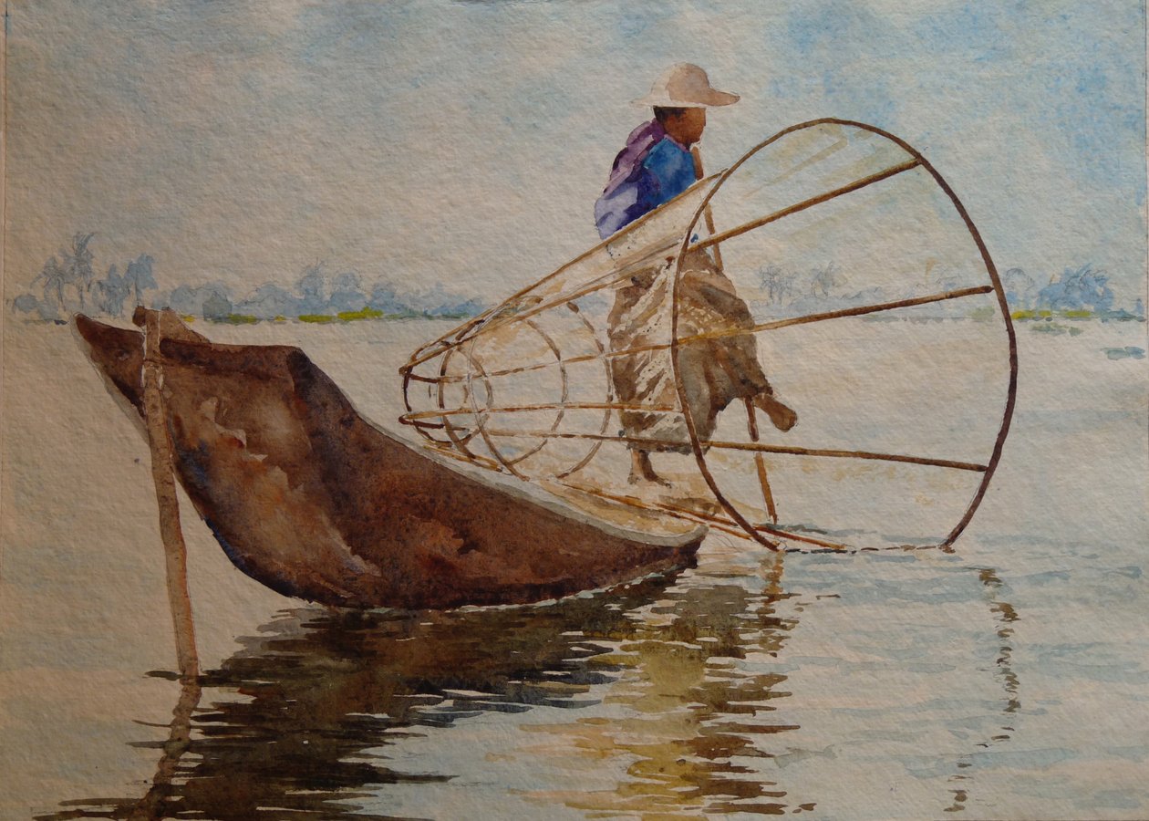 916 Bacak kürekçi, Inle Gölü by Wilson Clive