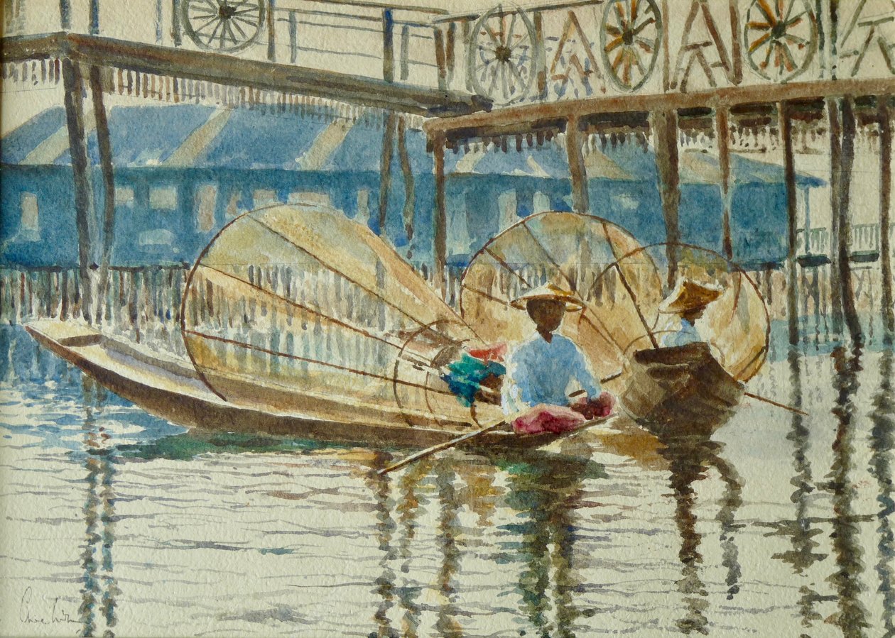 977 Legrowers dinlenirken, Inle Gölü by Wilson Clive