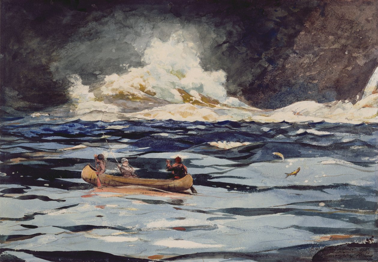 Şelalelerin Altında, Büyük Deşarj, 1895 (kağıt üzerinde wc) by Winslow Homer