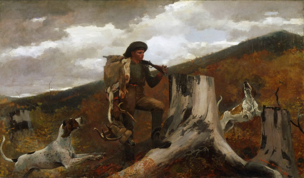 Bir avcı ve köpekler by Winslow Homer