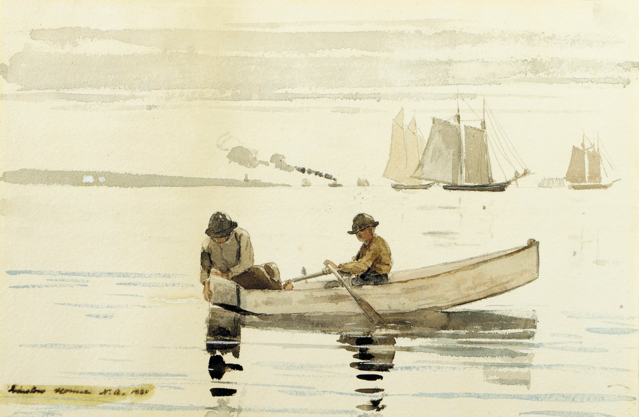 Erkek Balık Tutma, Gloucester Limanı, 1880 by Winslow Homer