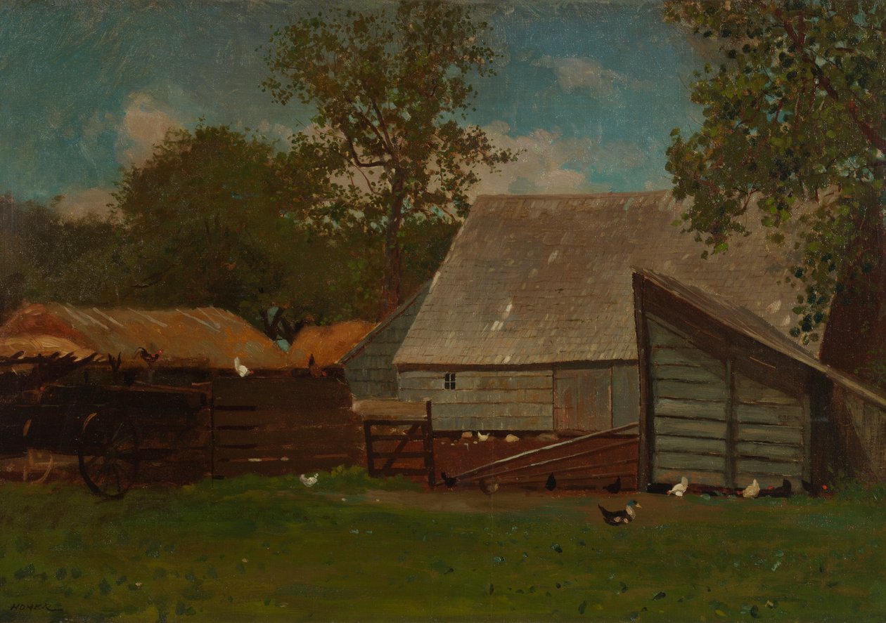 Ördekler ve Tavuklar ile Çiftlik by Winslow Homer