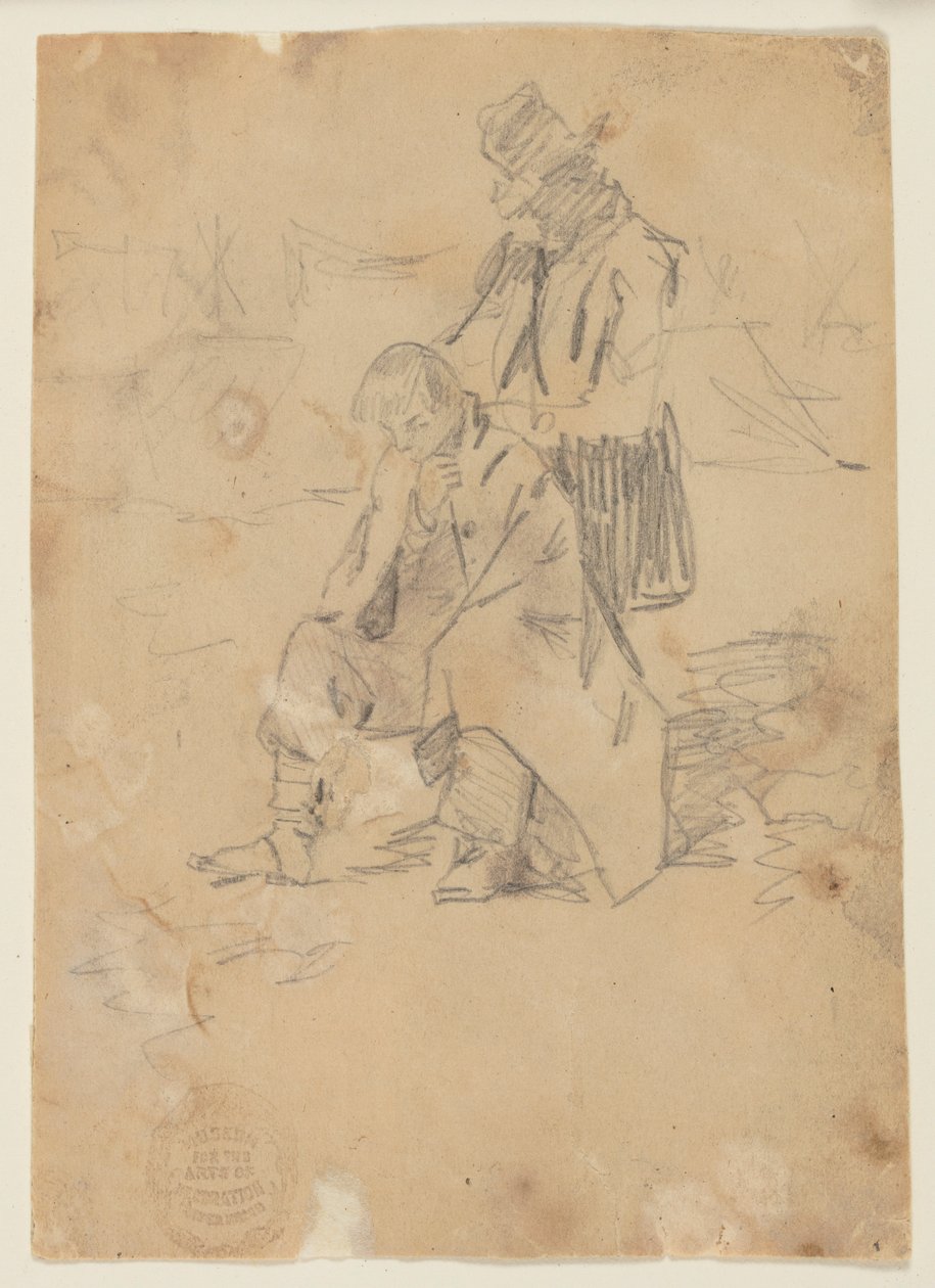 Bir Kutunun Üzerinde Oturan Asker by Winslow Homer