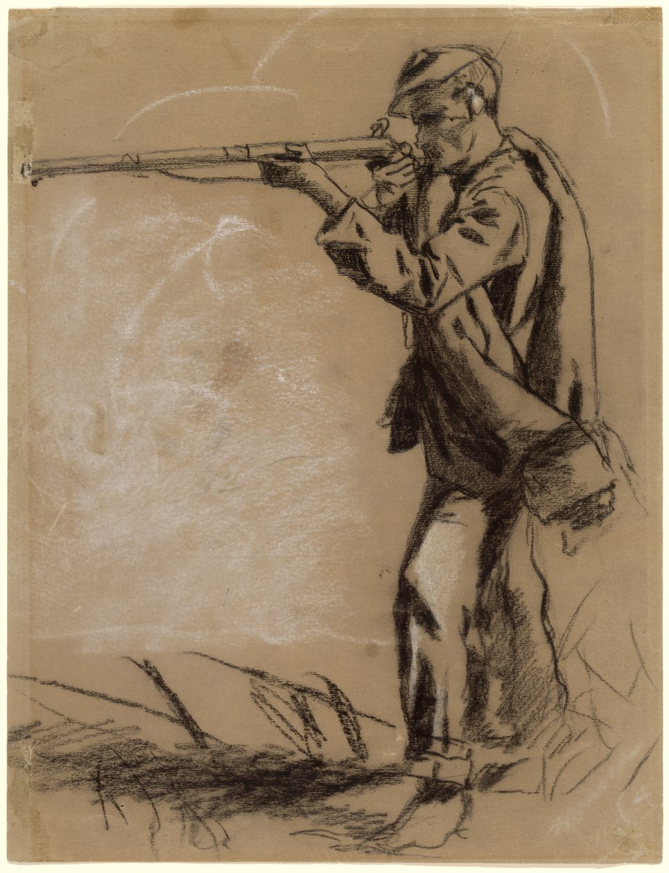 Nişan alan asker [recto], 1864. by Winslow Homer