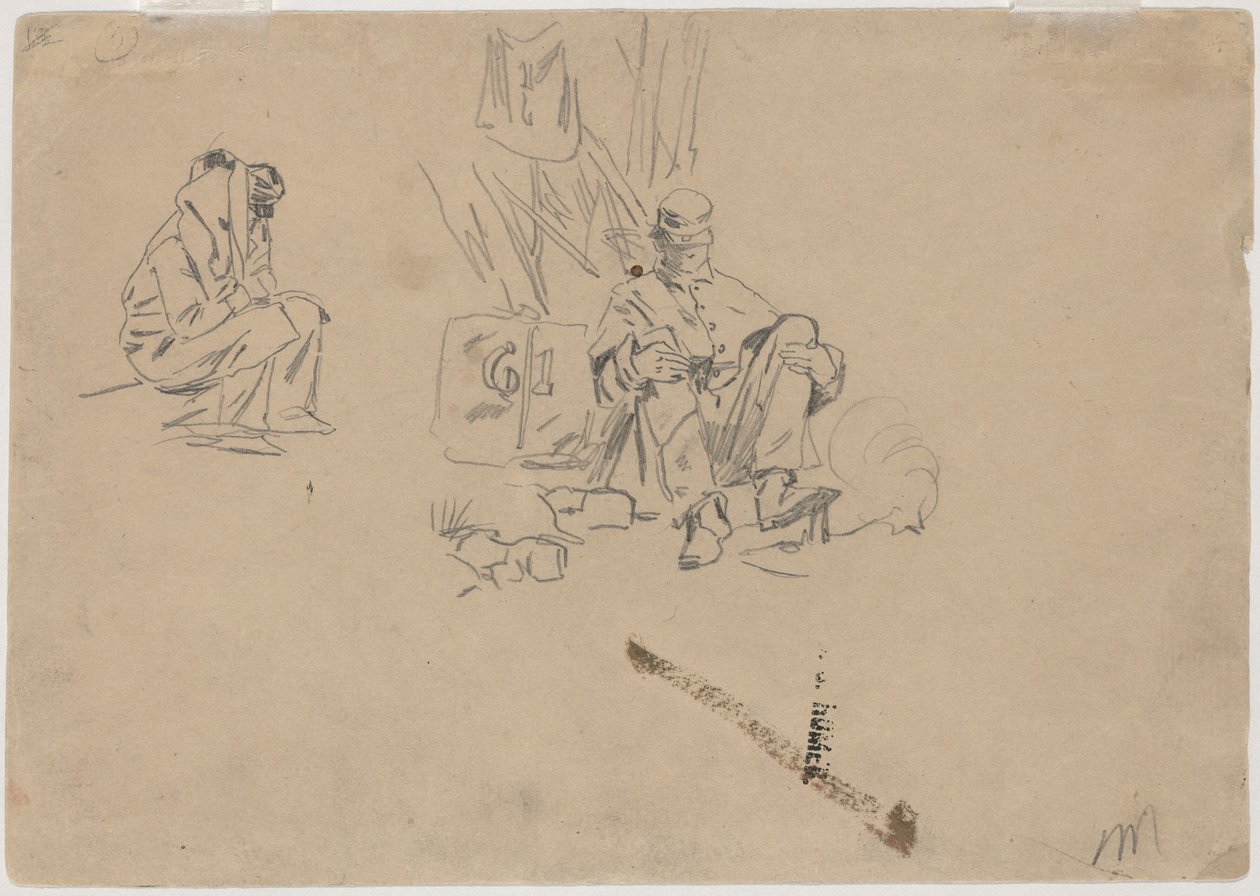 Dinlenen İki Asker [verso], 1862. by Winslow Homer