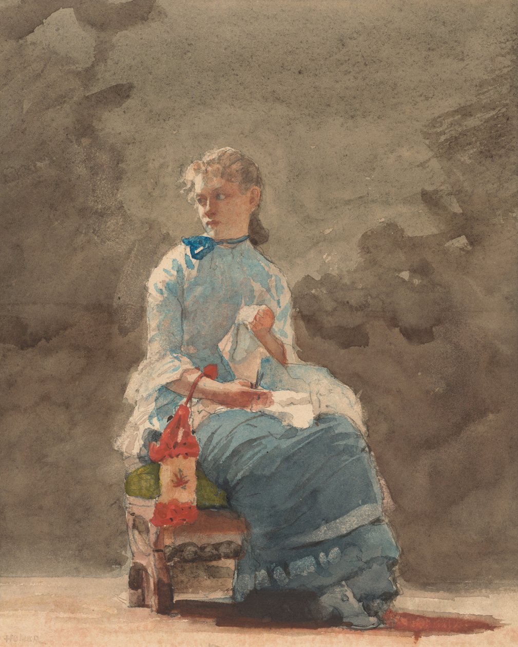 Genç Kadın Dikişi, 1876. by Winslow Homer