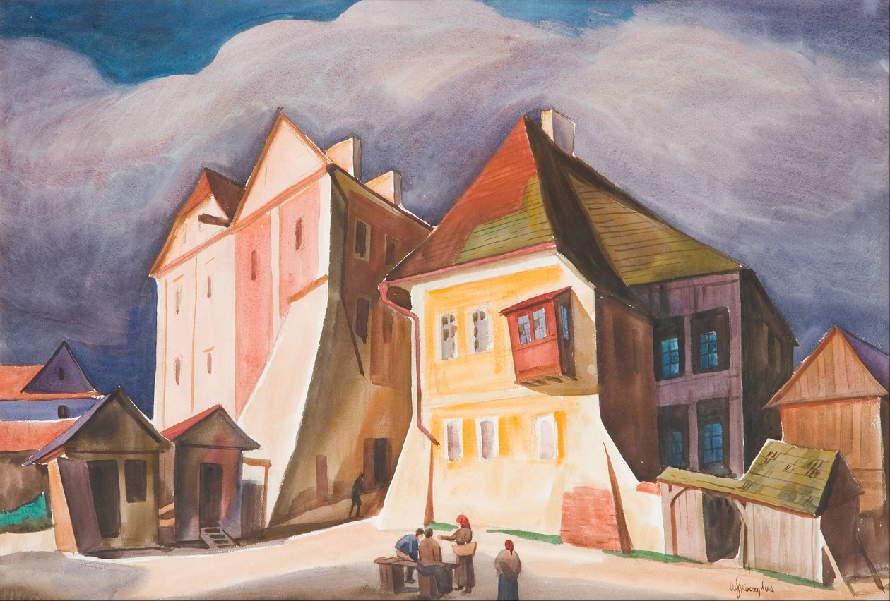 Vistül nehri üzerinde Kazimierz manzarası by Wladyslaw Skoczylas