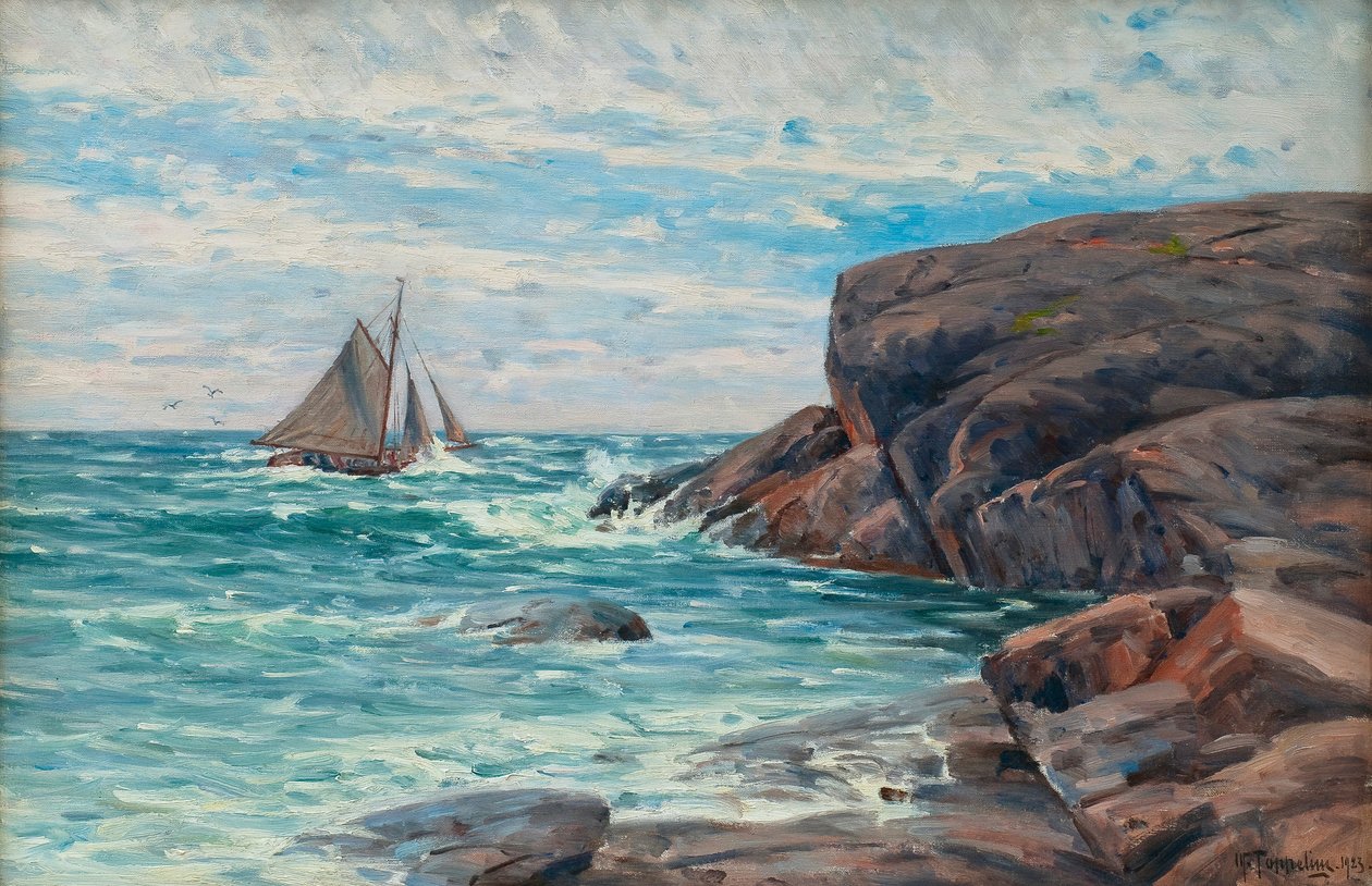 Kıyıda yelkenli by Woldemar Toppelius