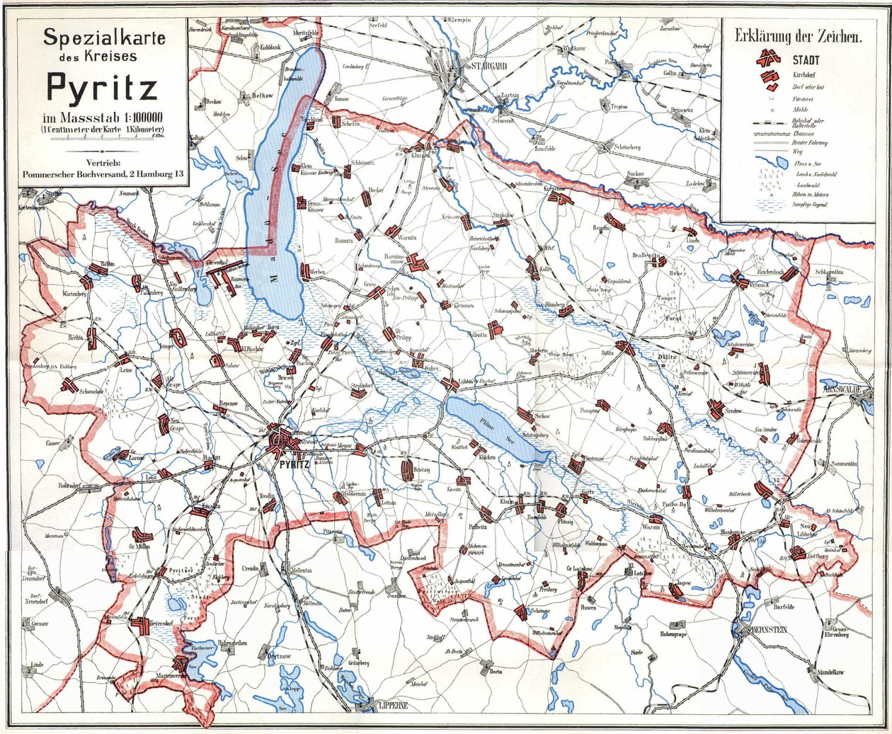 Pyritz ve Pyritz bölgesinin savaş öncesi haritası by Wolfgang Langkabel