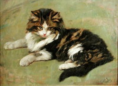 Bir Kedinin Çalışması (gemideki yağ) by Wright Barker