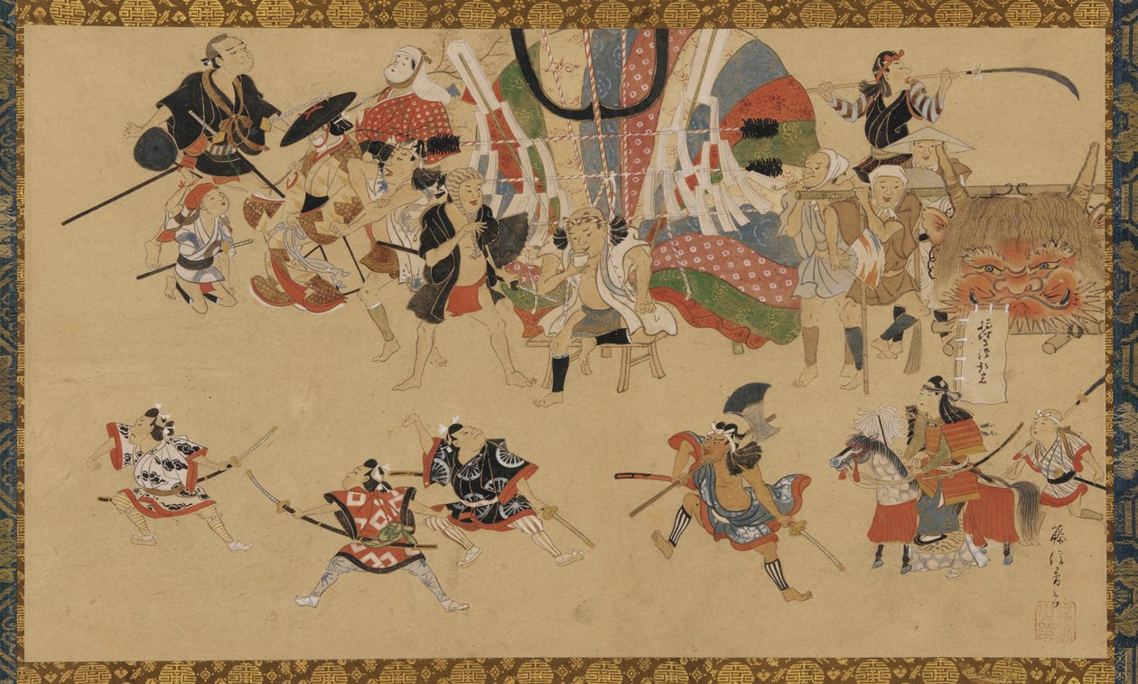 Bir festival sırasında sokak sahnesi, ca. 1750-70. by Yamamoto Fujinobu
