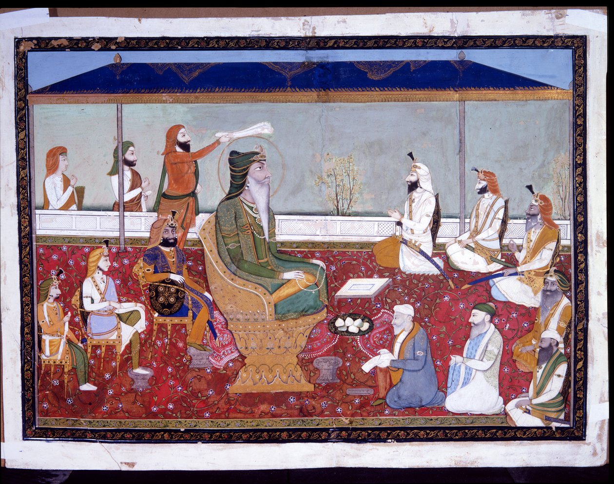 Ranjit Singh altın tahtında, c.1830 by Yechu Mussavir