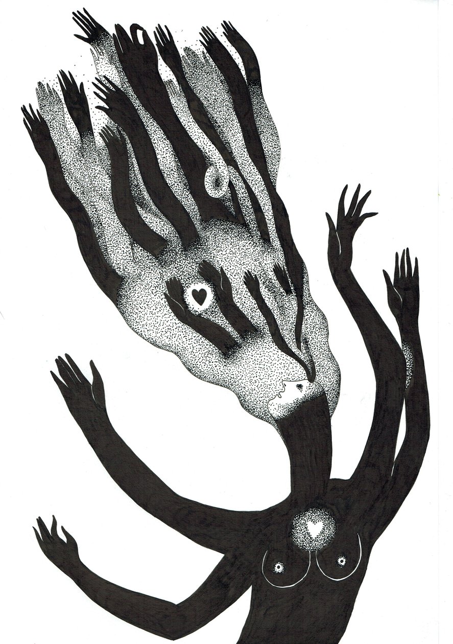 Dualarım, 2016 (kağıt üzerine mürekkep çizimi) by Zanara