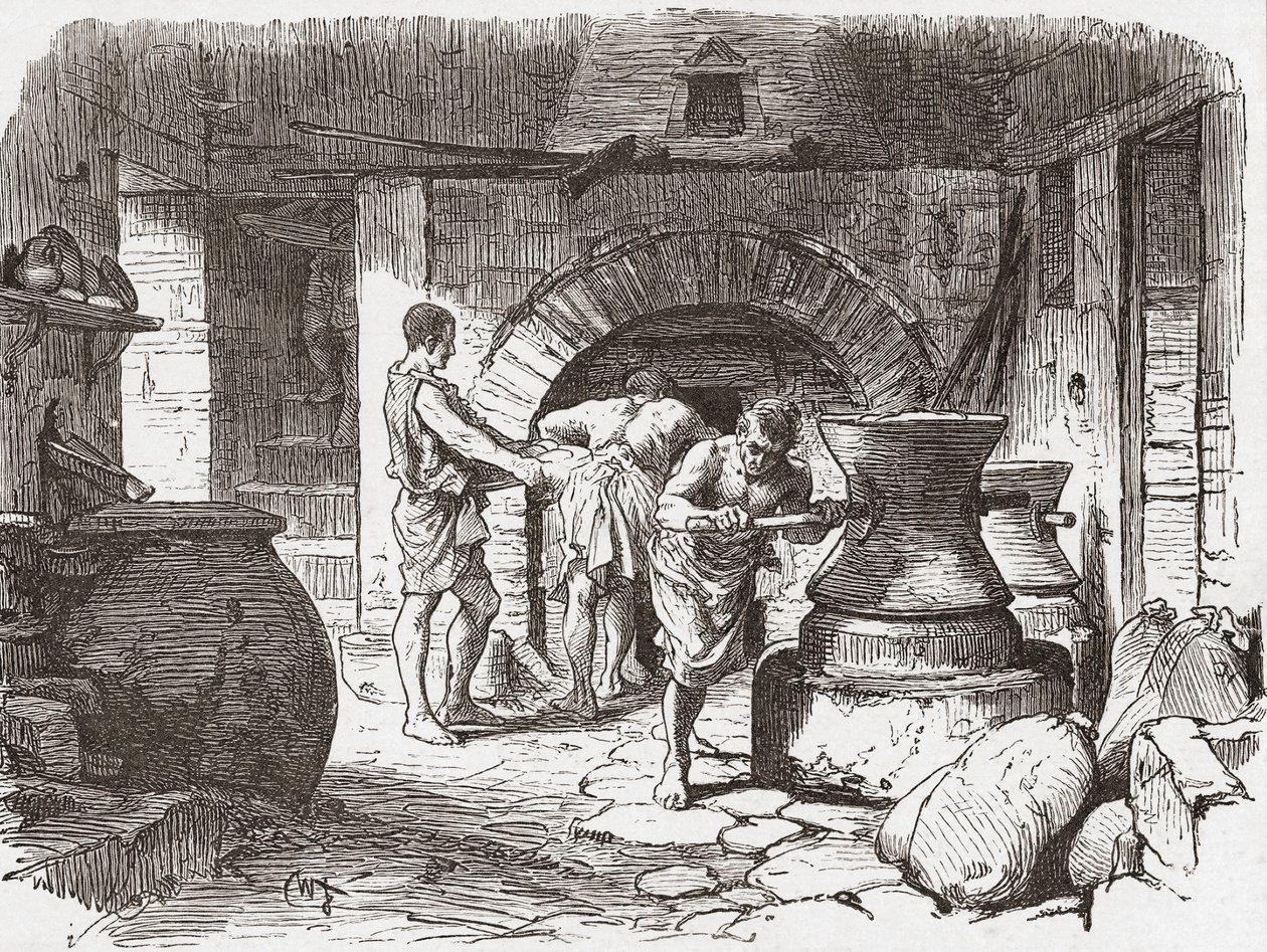 Bir Roma fırını, Pompeii, İtalya. by . .