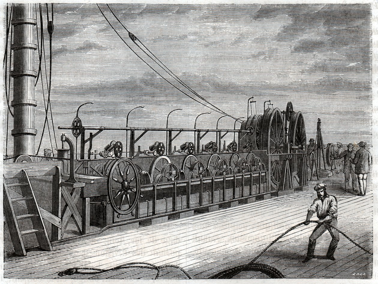 Kablolu telgraf sous marin. Telgraf denizaltı kablosu. by Frederick (attr. to) Barnard