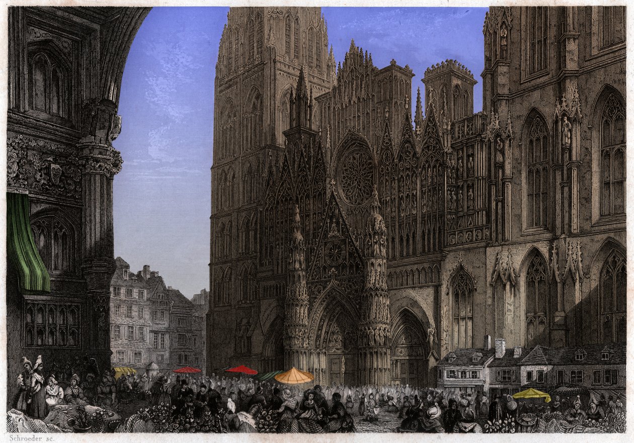 1850 dolaylarında Cathedrale de Rouen (gravür) by . .