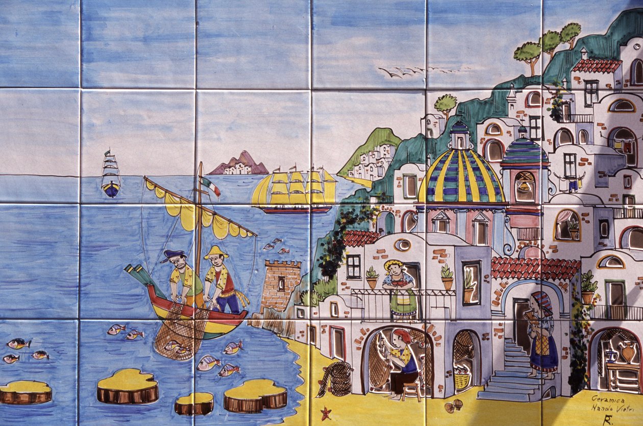 Seramik boyalı karolar, Positano, Amalfi Sahili, Campania, İtalya by John Pardon