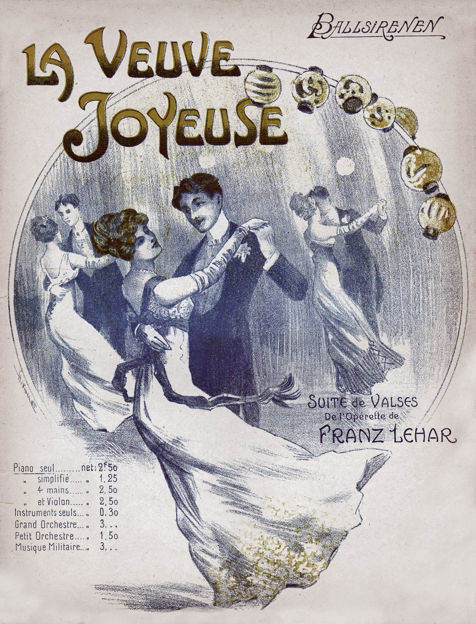 Vals Ballsirenen dansı yapan çiftler. 1910 dolaylarında (resim) by . .