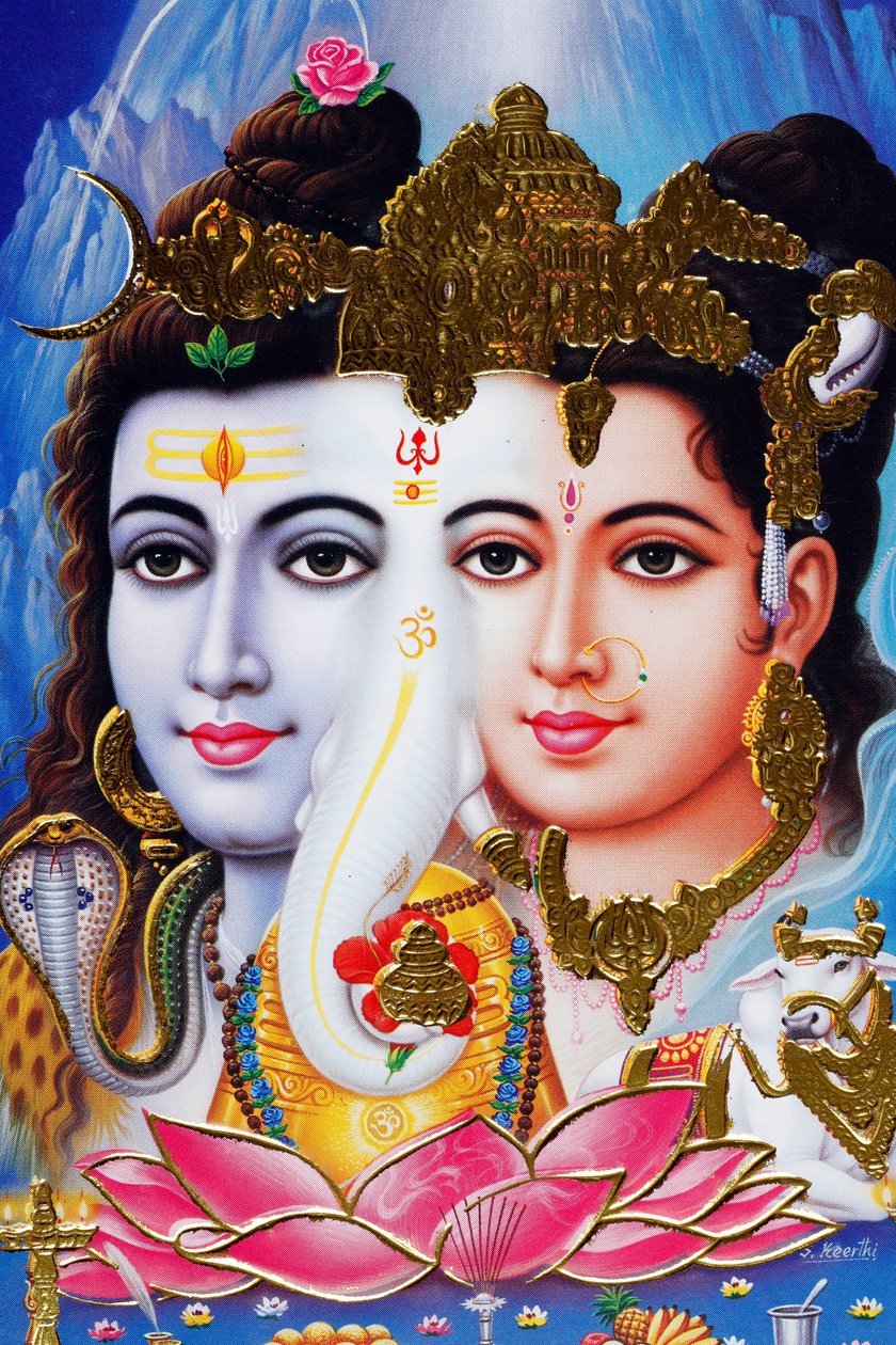 Hindu tanrısı Shiva ve tanrıça Parvathi. by . .