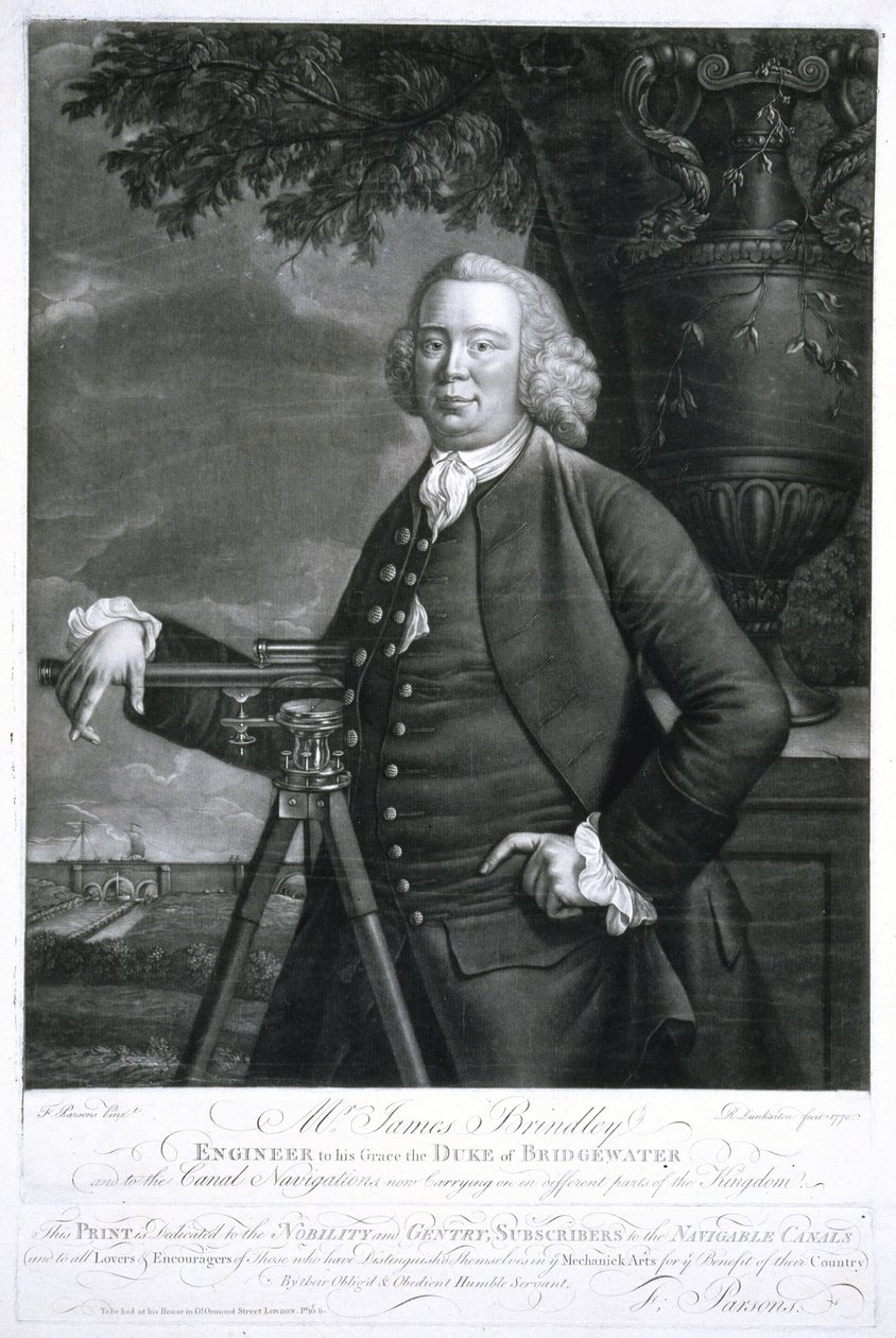 James Brindley, İngiliz inşaat mühendisi ve kanal oluşturucu by Frederick (attr. to) Barnard