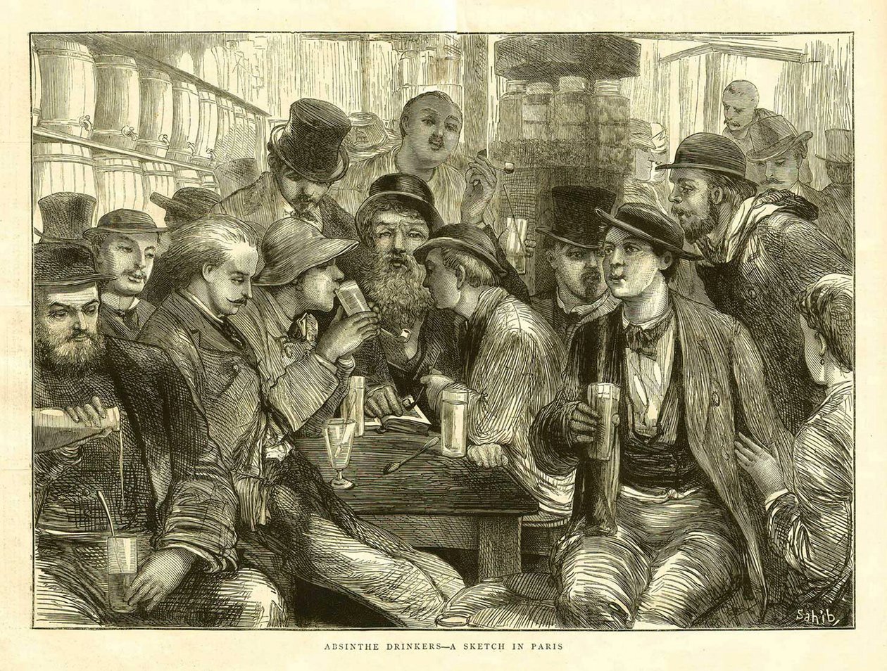 Absinthe İçenler, Paris 1872 by Frederick (attr. to) Barnard