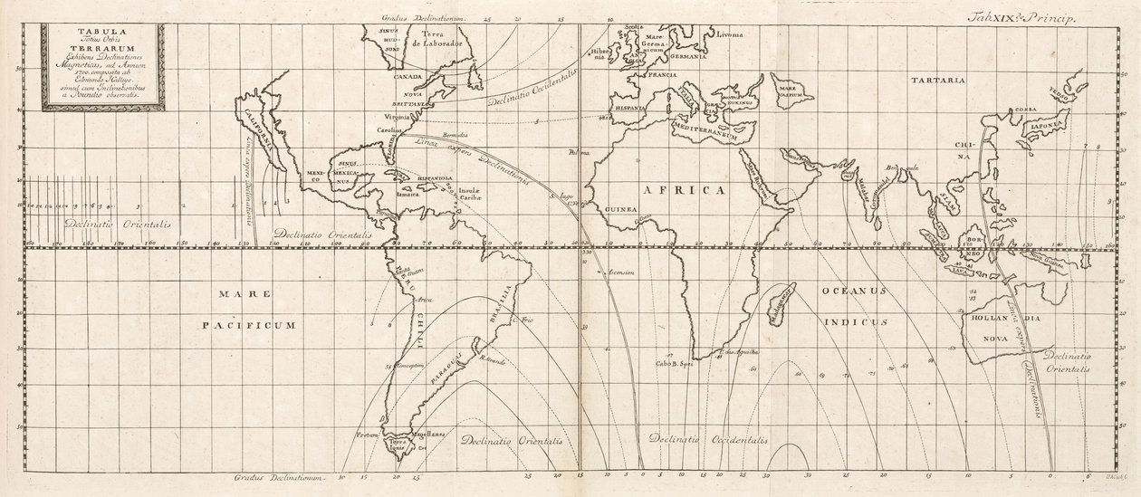 Magnetic map of the Earth by Frederick (attr. to) Barnard