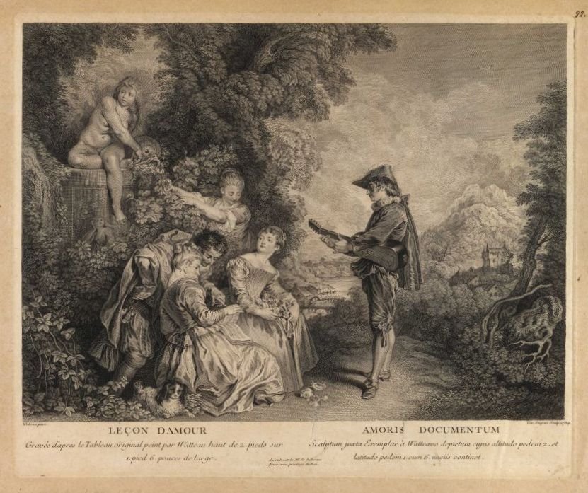 Lecon Damour aşk belgesi by Jean Antoine Watteau